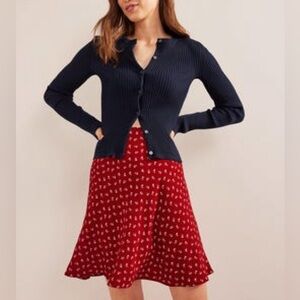 New! BODEN Bias Red Floral Crepe Mini Skirt NWT Size 6